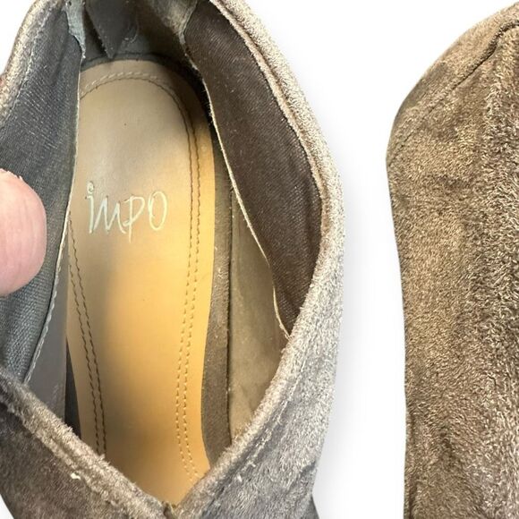 IMPO Women’s Gray Faux Suede Peep Toe Heeled Booties Size 9M - Picture 6 of 6